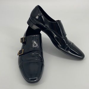 Burberry black patent leather dress shoes